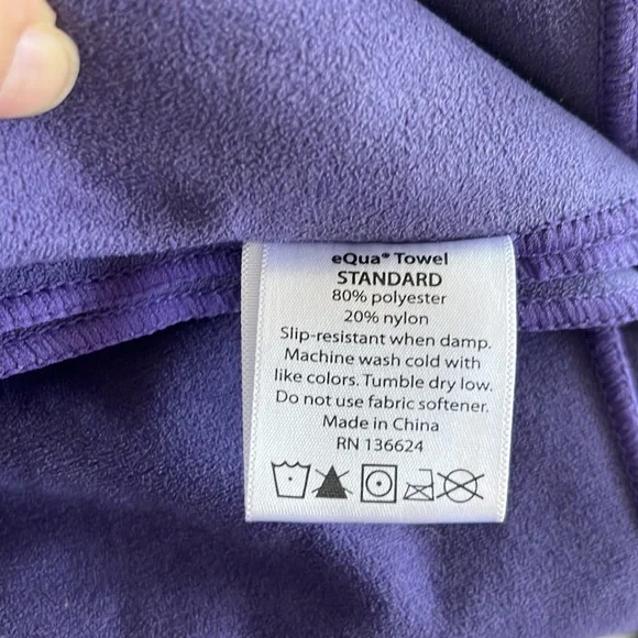 Manduka eQua Yoga Towel Purple Fast Drying Slip Free - Picture 3 of 3